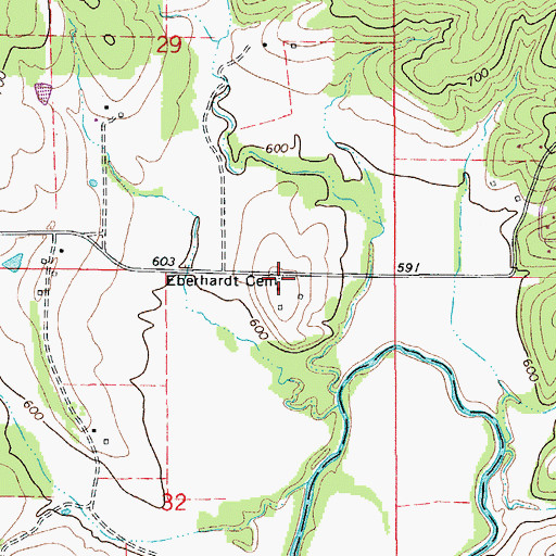 Topographic Map of Eberhardt Cemetery, MO