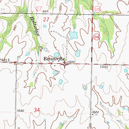 Topographic Map of Ectonville, MO