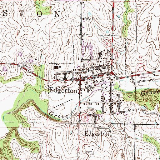 Topographic Map of Edgerton, MO