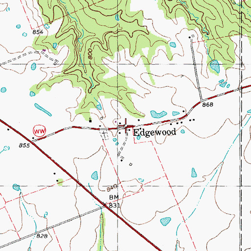 Topographic Map of Edgewood, MO