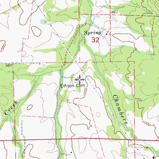 Topographic Map of Edison Cemetery, MO