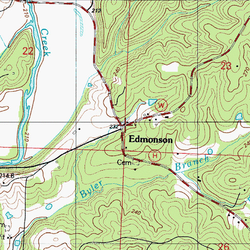 Topographic Map of Edmonson, MO