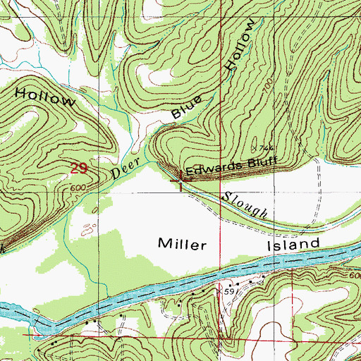 Topographic Map of Edwards Bluff, MO