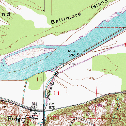 Topographic Map of Edwards Branch, MO