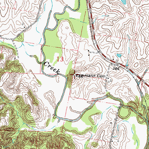 Topographic Map of Eggimann Cemetery, MO