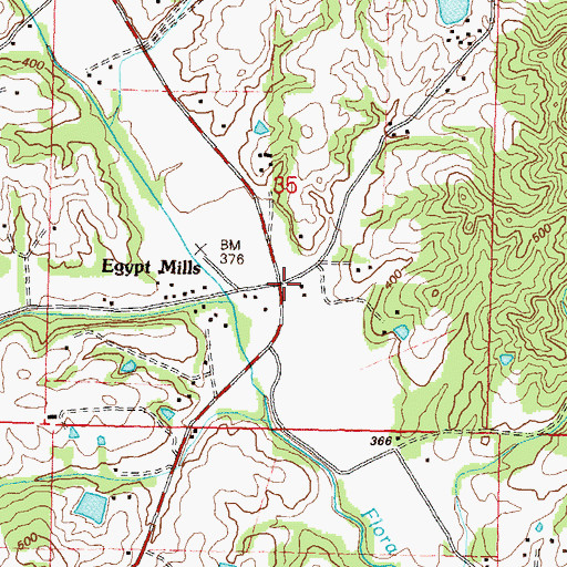 Topographic Map of Egypt Mills, MO