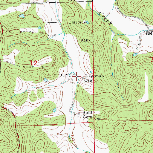 Topographic Map of Eikerman Cemetery, MO