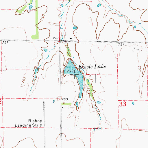 Topographic Map of Eisele Lake, MO