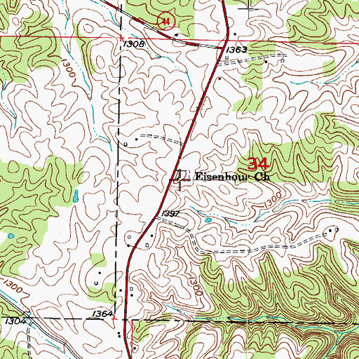 Topographic Map of Eisenhour Church, MO