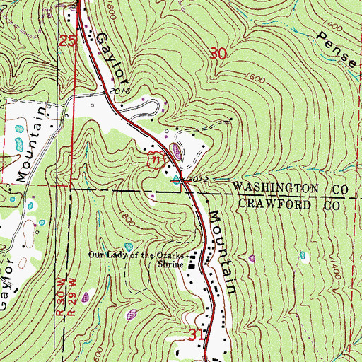 Topographic Map of Gaylor Mountain, AR