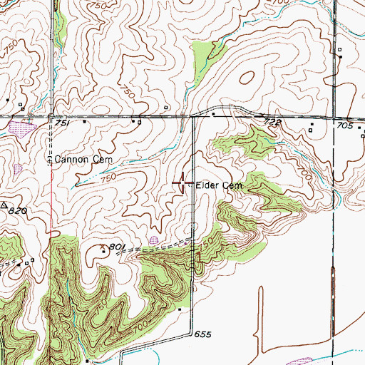 Topographic Map of Elder Cemetery, MO