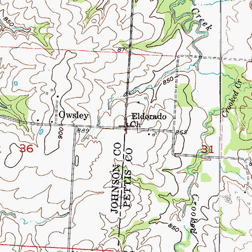 Topographic Map of Eldorado Church, MO