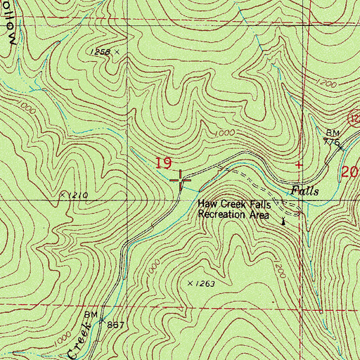 Topographic Map of Gee Creek, AR
