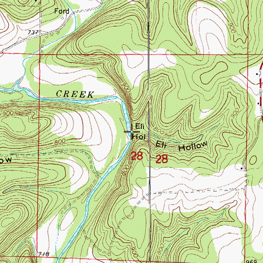 Topographic Map of Eli Hollow, MO