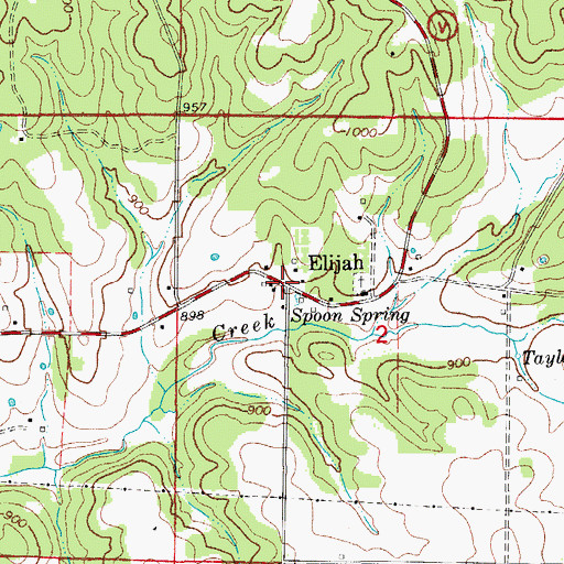 Topographic Map of Elijah, MO