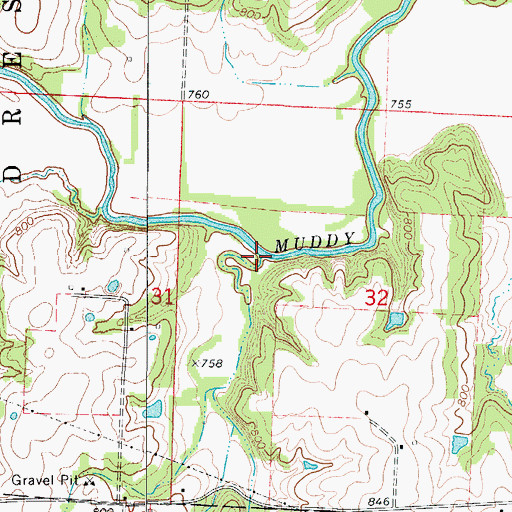 Topographic Map of Elk Branch, MO