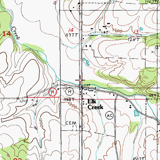 Topographic Map of Elk Creek, MO