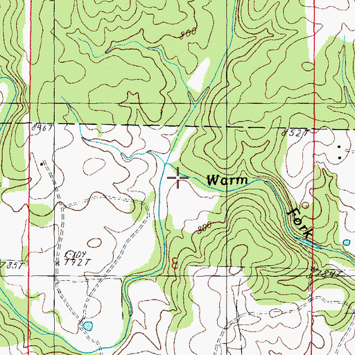 Topographic Map of Elk Creek, MO