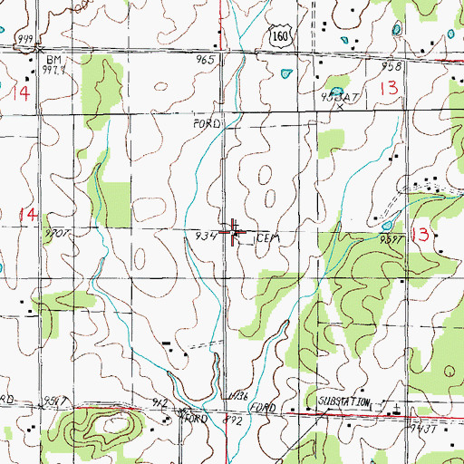 Topographic Map of Elk Creek Church, MO