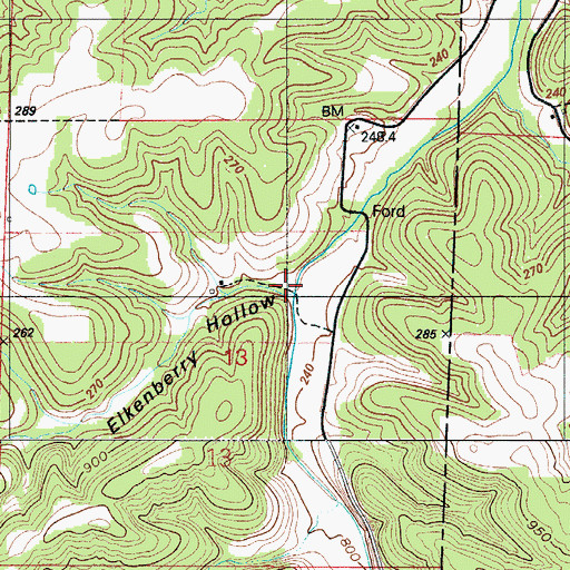 Topographic Map of Elkenberry Hollow, MO