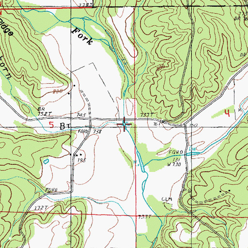 Topographic Map of Elkhorn Branch, MO
