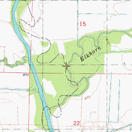 Topographic Map of Elkhorn Creek, MO