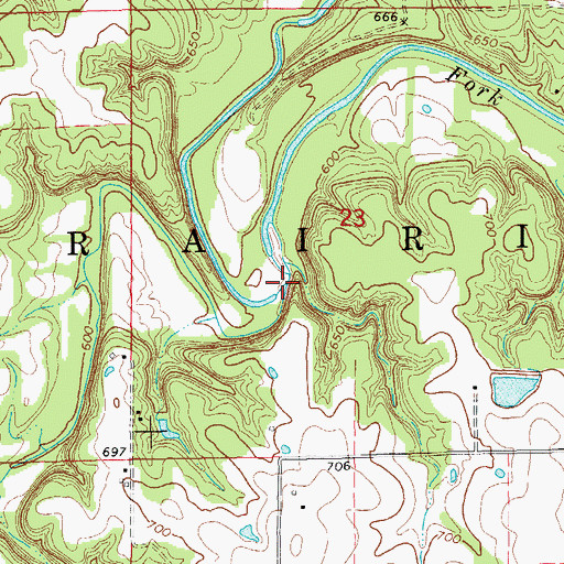 Topographic Map of Elkhorn Creek, MO