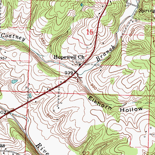 Topographic Map of Elkhorn Hollow, MO