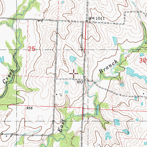Topographic Map of Elkhorn School, MO
