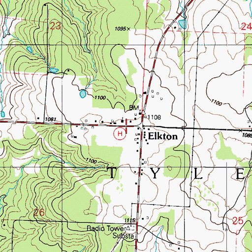 Topographic Map of Elkton, MO