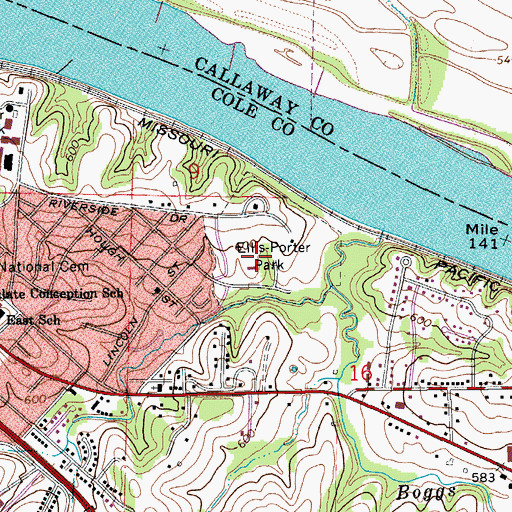 Topographic Map of Ellis-Porter Park, MO