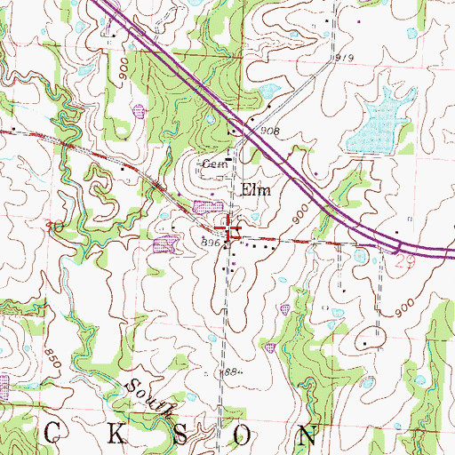 Topographic Map of Elm, MO