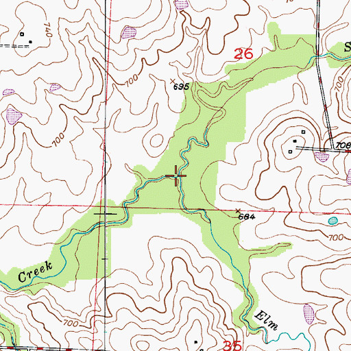 Topographic Map of Elm Branch, MO