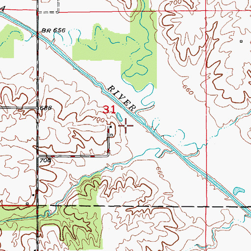 Topographic Map of Elm Branch, MO