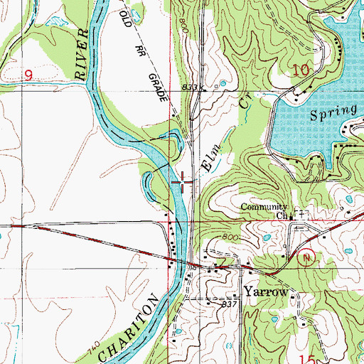 Topographic Map of Elm Creek, MO