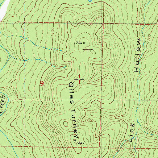 Topographic Map of Giles Turney Ridge, AR