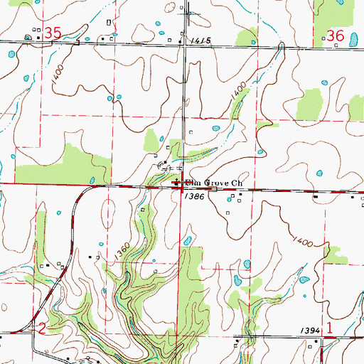 Topographic Map of Elm Grove Church, MO