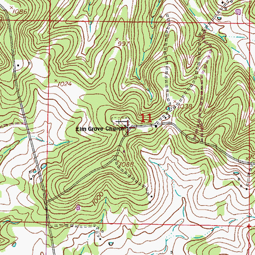 Topographic Map of Elm Grove Church, MO