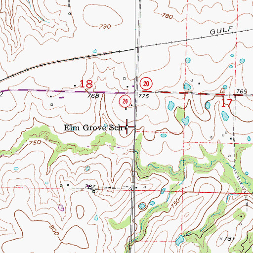Topographic Map of Elm Grove School (historical), MO
