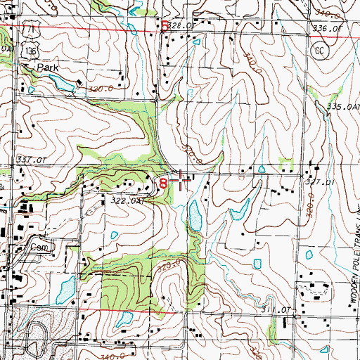 Topographic Map of Elm Grove School (historical), MO