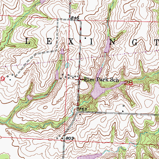 Topographic Map of Elm Park School (historical), MO