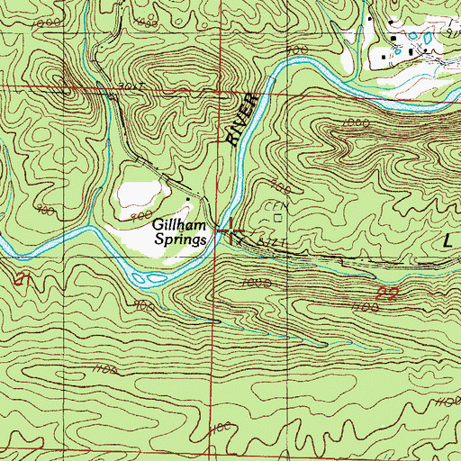 Topographic Map of Gillham Springs, AR