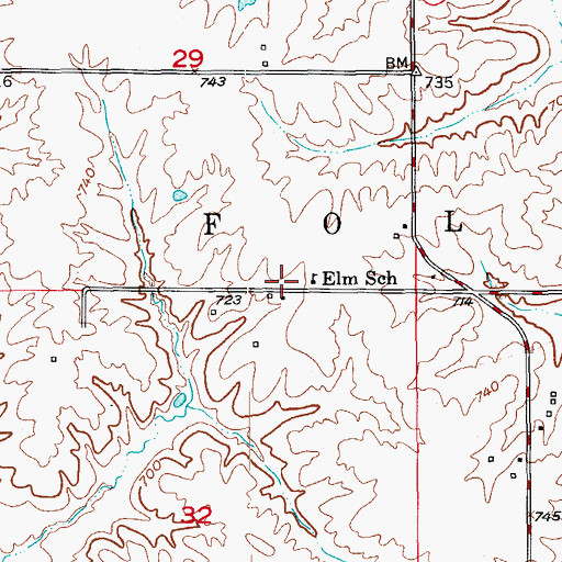 Topographic Map of Elm School, MO