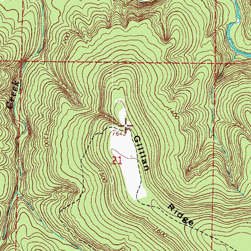 Topographic Map of Gillian Ridge, AR