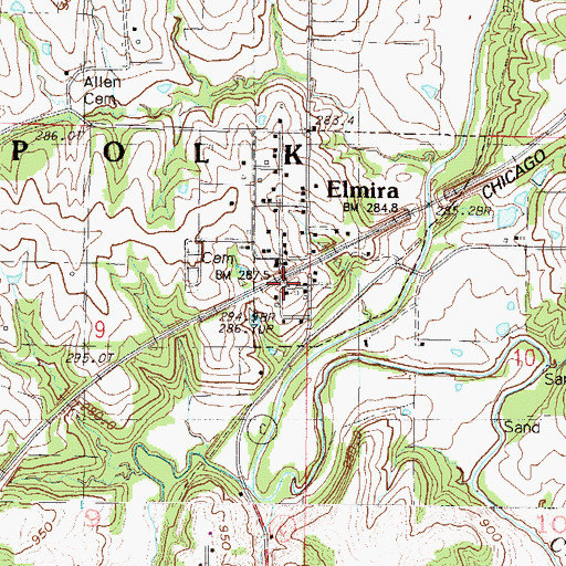 Topographic Map of Elmira, MO