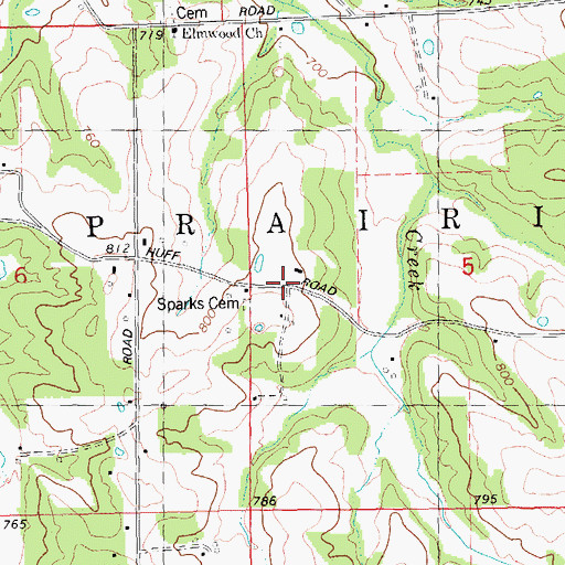 Topographic Map of Elmwood School (historical), MO