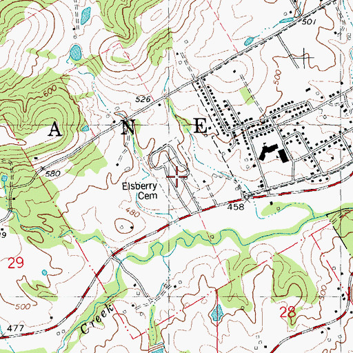 Topographic Map of Elsberry Cemetery, MO