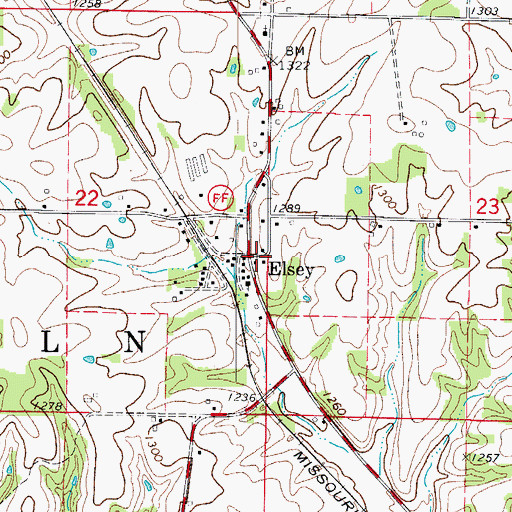 Topographic Map of Elsey, MO