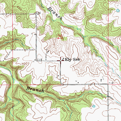 Topographic Map of Ely School, MO