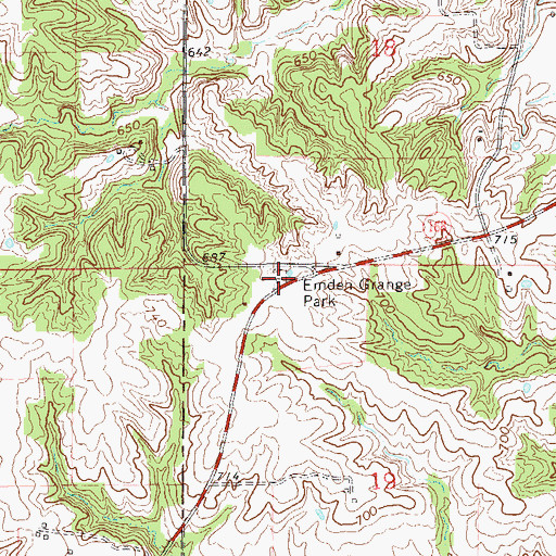 Topographic Map of Emden Garage Park, MO